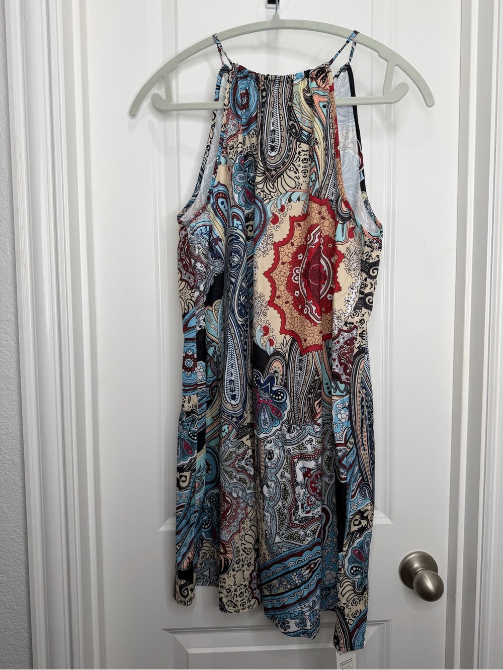 Blue Paisley Halter Mini Dress Sz Medium NWT! - Picture 3 of 5